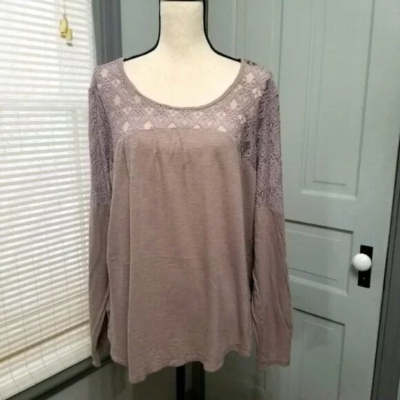 Maurices Tops - Two plus size pullover casual tops 3X in taupe and sage by Maurices and Chaps